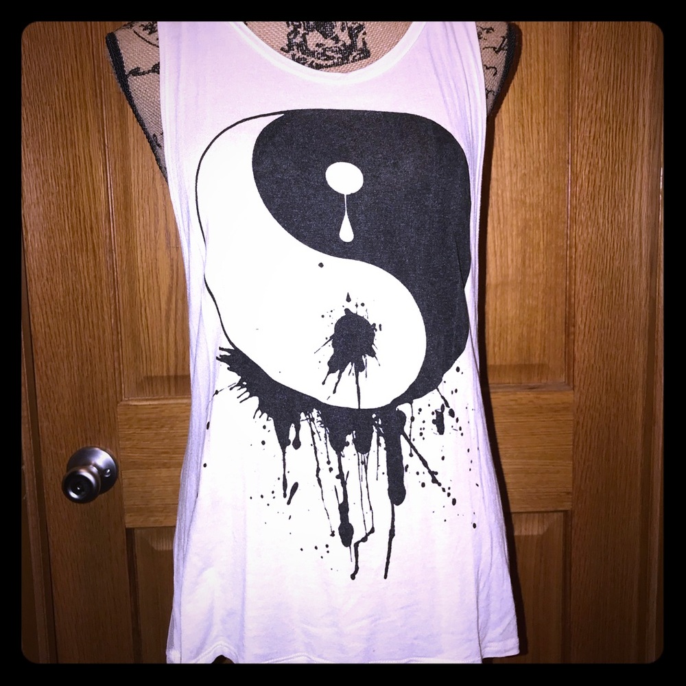 Ying yang sheer back tank top